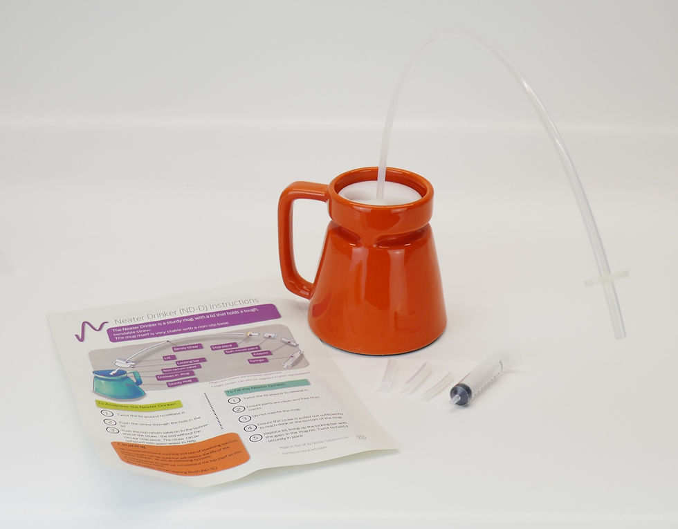 Thumbnail: Orange ceramic drinker, with accompanying straw on a white background