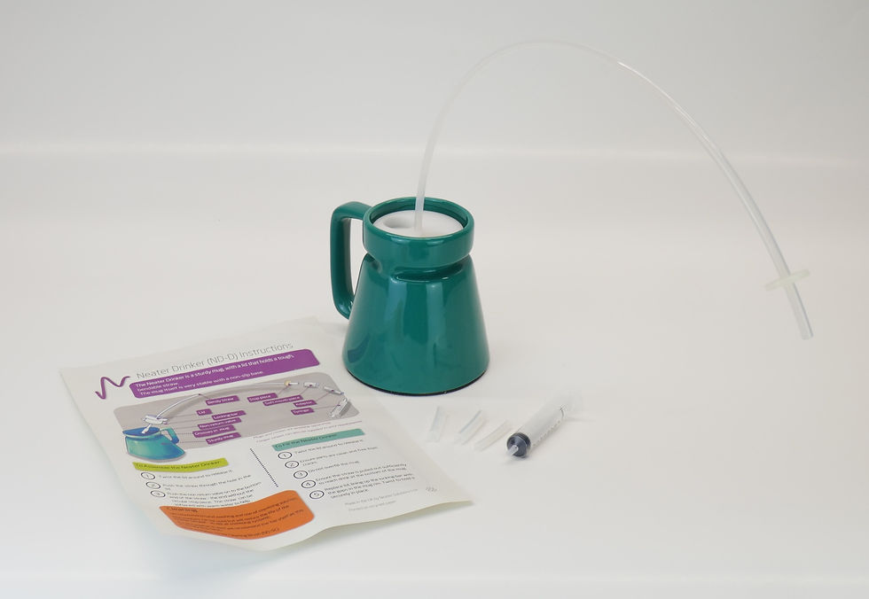Thumbnail: Teal ceramic drinker, with accompanying straw on a white background