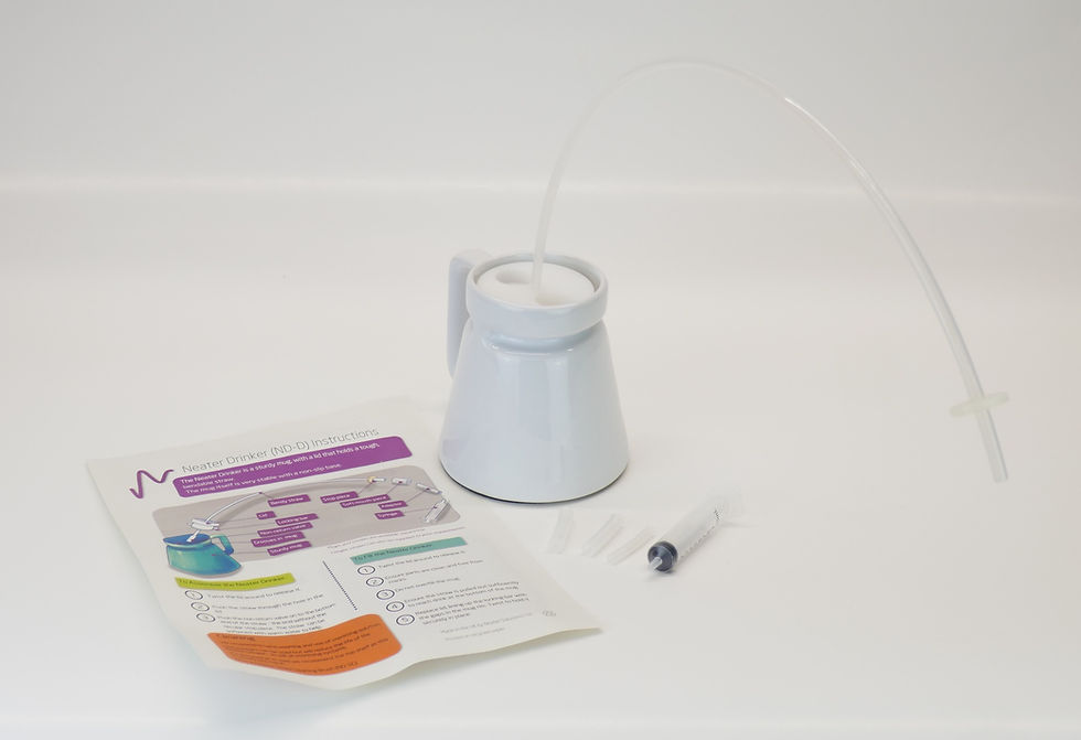 Thumbnail: White ceramic drinker, with accompanying straw on a white background