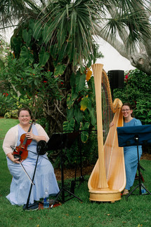 Violin & Harp duo play for a wedding on a private key in South Florida.