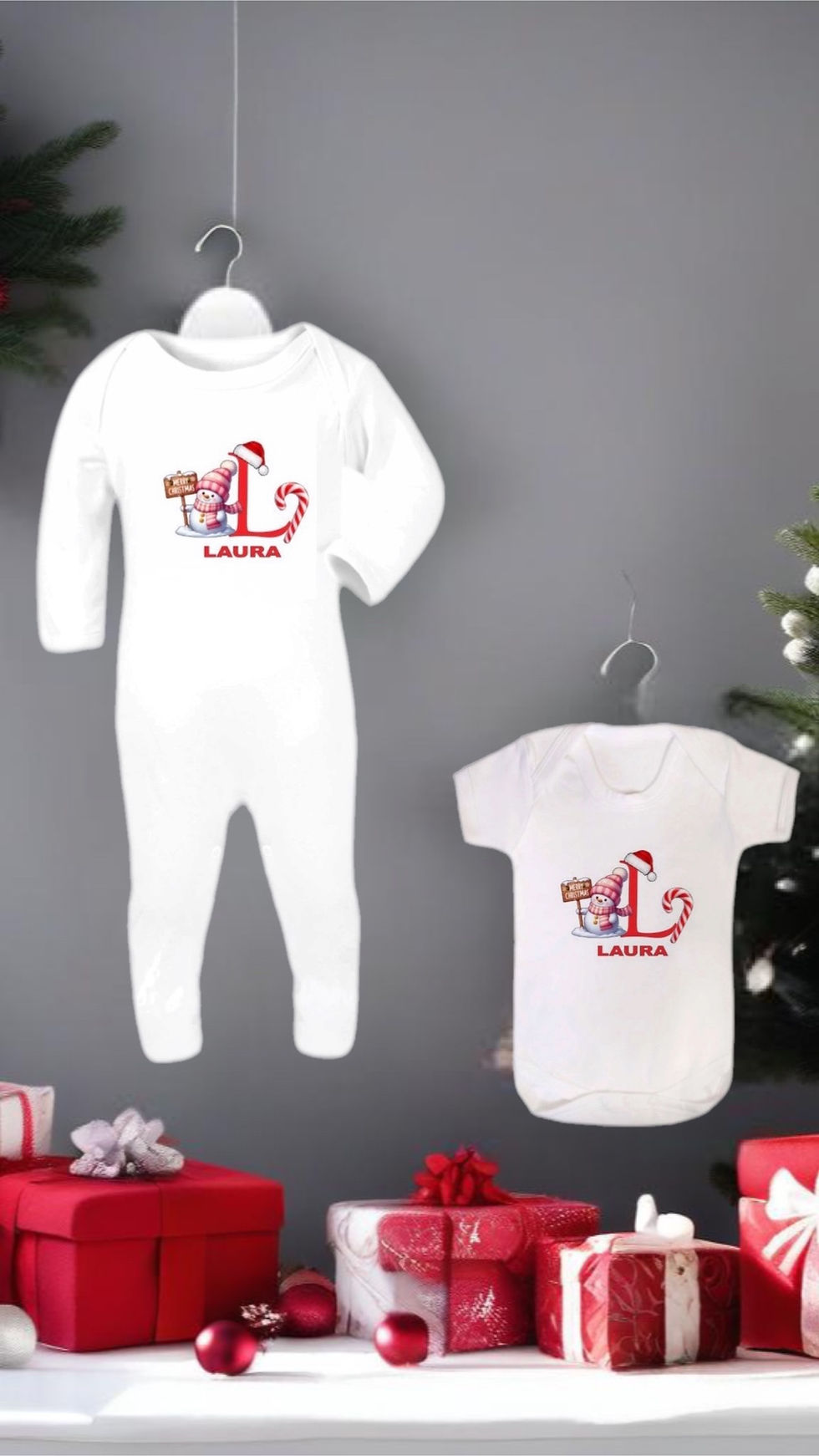 Personalised Baby Girls Snowman 2 Piece Gift Sets