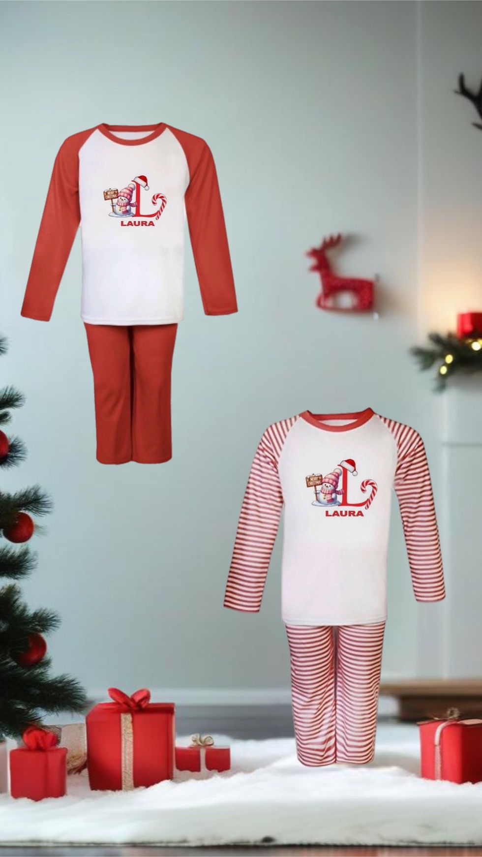 Personalised Baby’s & Girls Snowman Pyjamas