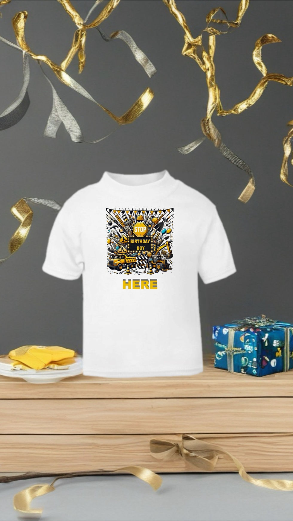 Boy’s Birthday T-Shirts Construction “ Stop Birthday Boy Here”