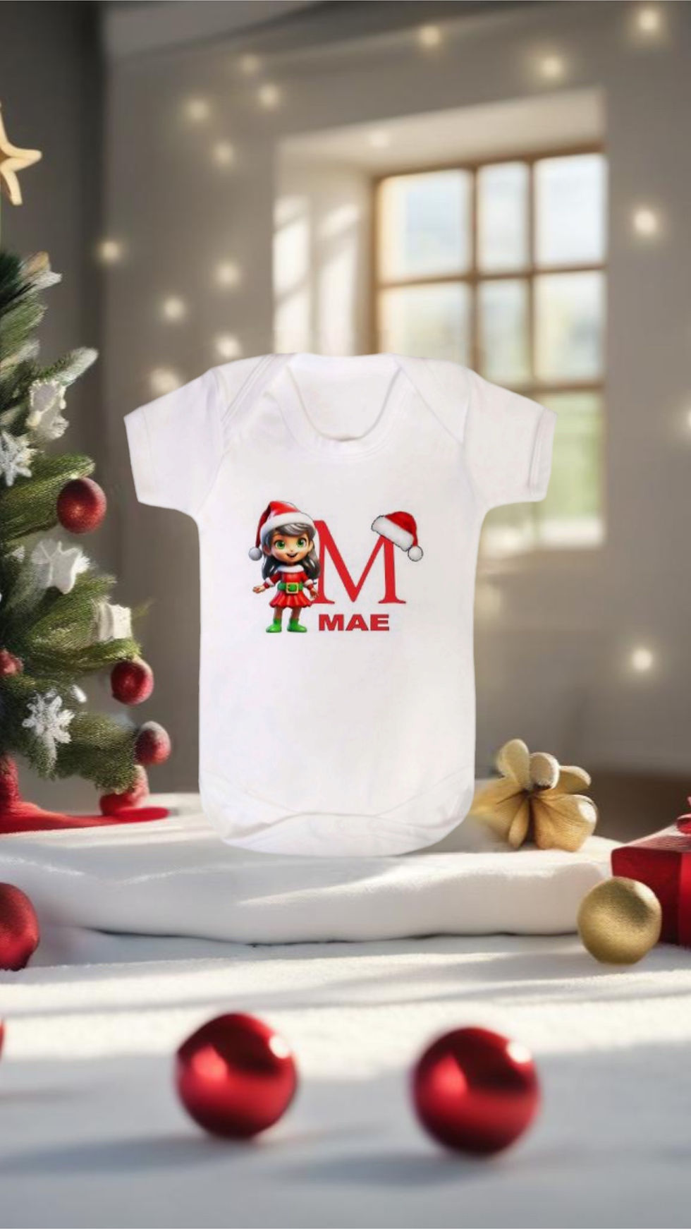 Personalised Baby Girls Santa Girl Bodysuit
