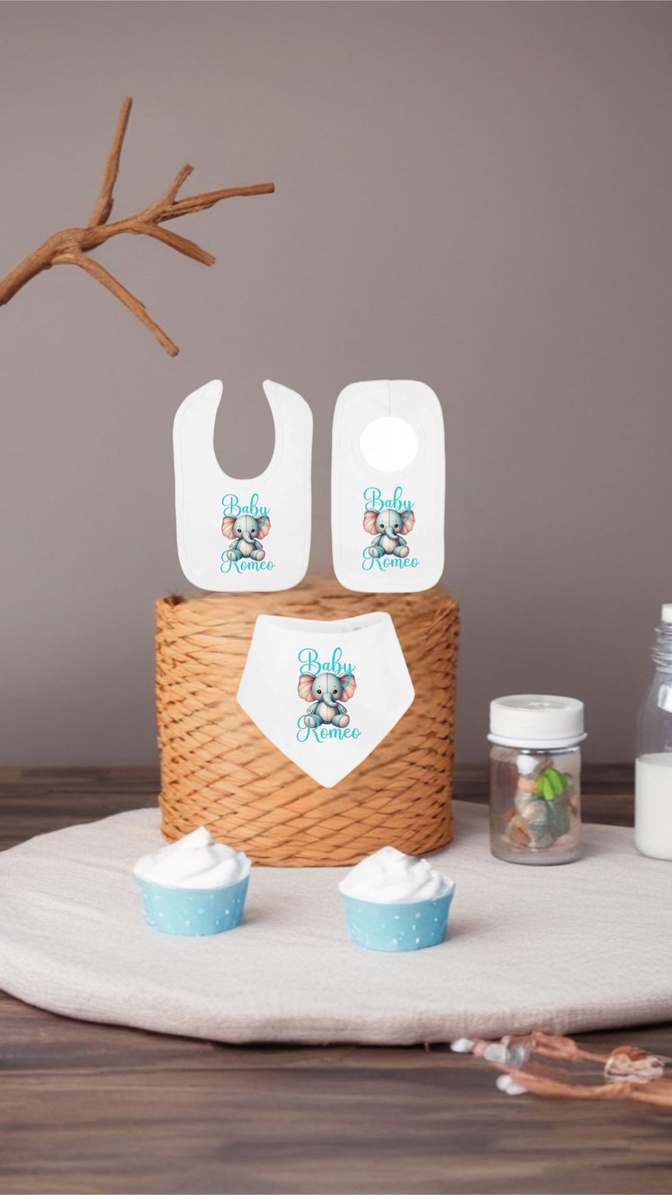 Personalised Baby Boys Elephant’s Bibs