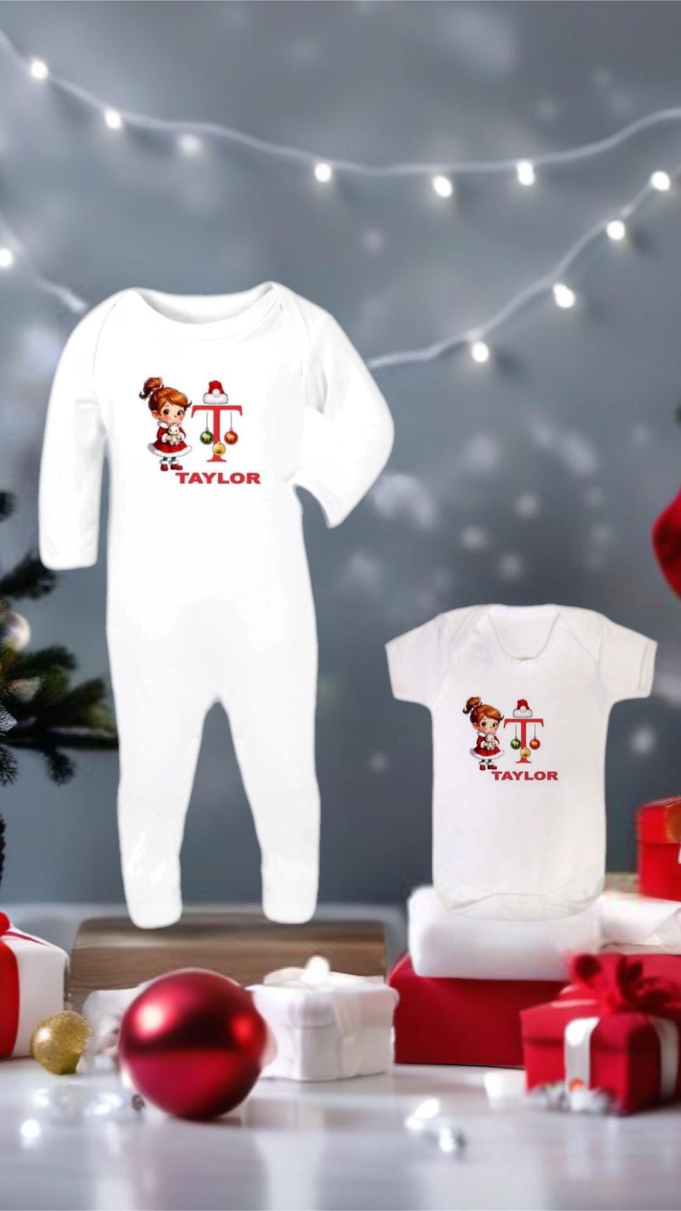 Personalised Baby Girls Santa Girl 2 Piece Gift Sets