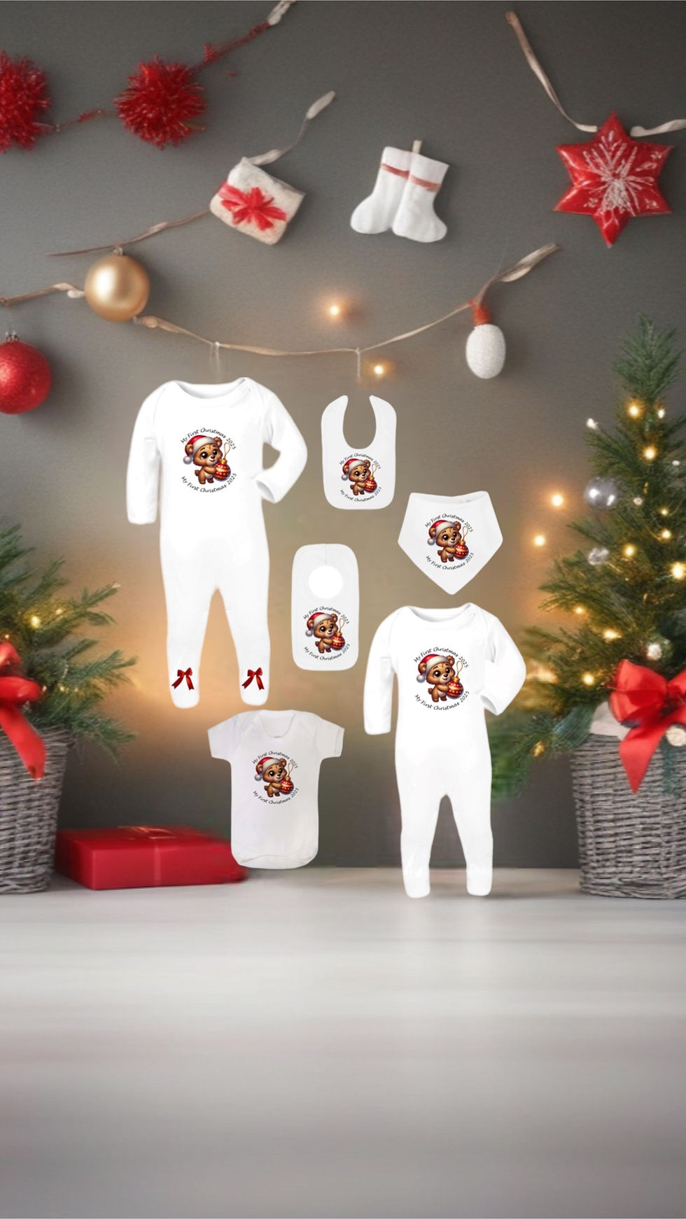 Baby Boys & Girls 3 Piece Sets “ My First Christmas 2025”