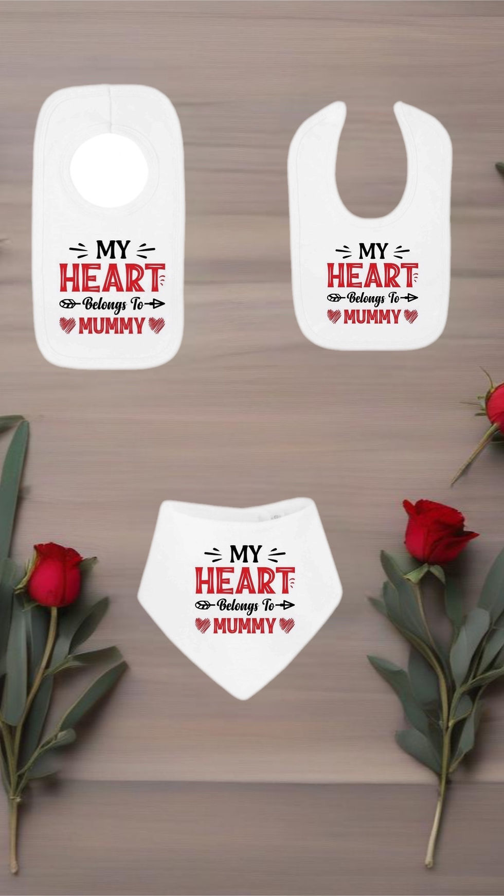 Baby Boys & Girls Valentine’s Bibs “My Heart Belongs To Mummy”