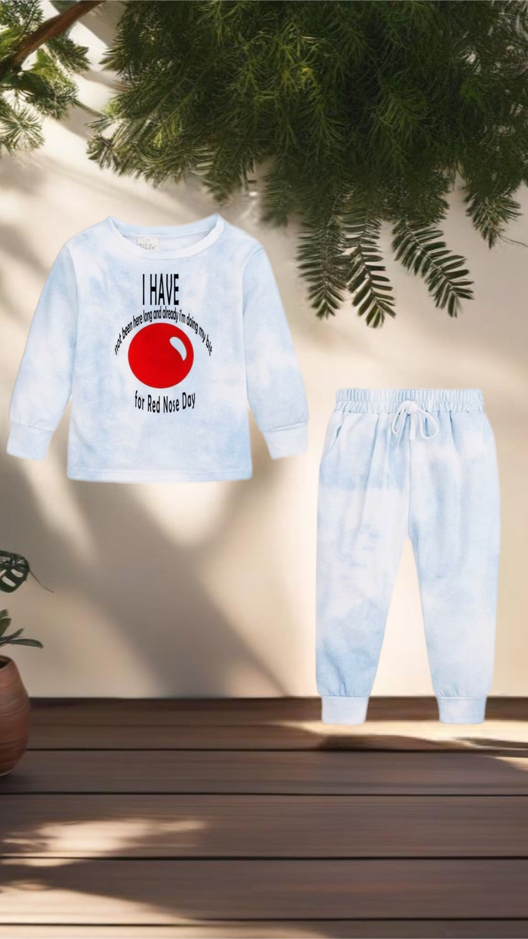 Baby Boys & Girls Tie Dye Printed  Red Nose Day 2 Piece Sets 