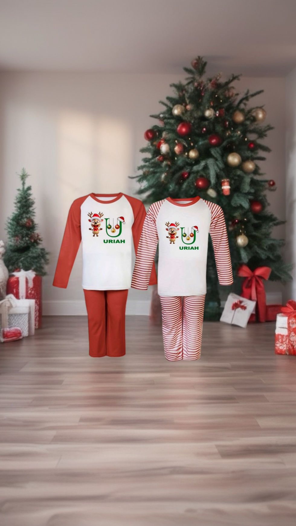 Personalised Baby’s & Boys Reindeer Initial “U” Pyjamas