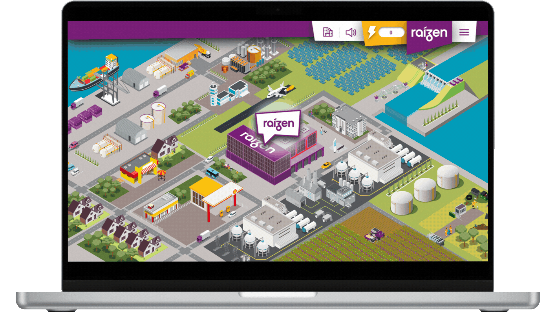 o mockup de um computador, com telas de games de onboarding passando em formato de GIF