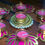 Thumbnail: Purple Artificial Flower Rangoli with Fragranced Candle Set of 7