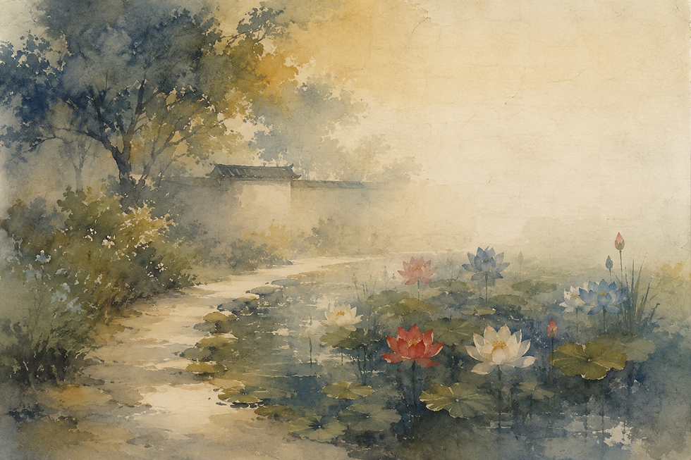 A palace garden's lotus pond