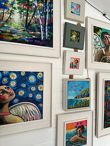 paintings on the walls, art gallery