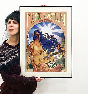 More women on stage affiche illustrée art nouveau