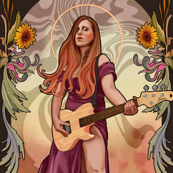 Illustration de sensibilisation sur les VSS dans la scène live, style art nouveau