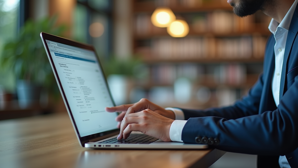 Eye-level view of a job seeker reviewing job listings on a laptop