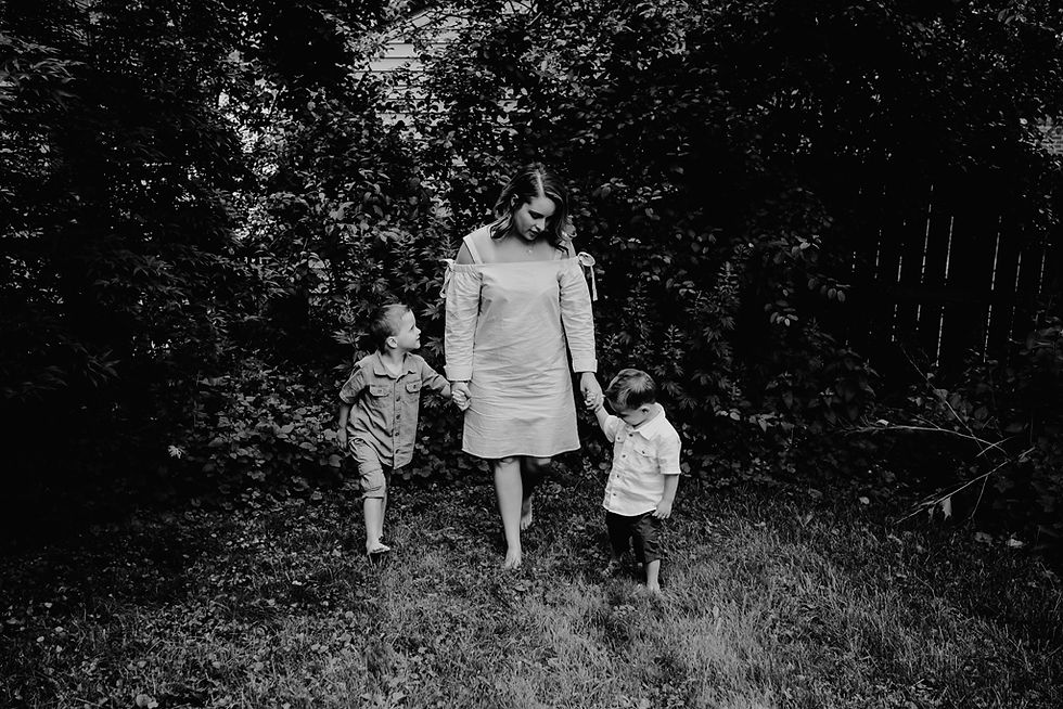 family walking, mommy and me
