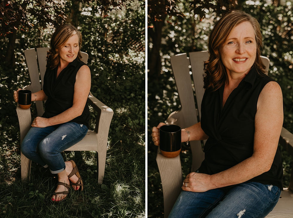 Business owner drinking coffee outside during personal branding session. Photographed by Nicole Leanne Photography
