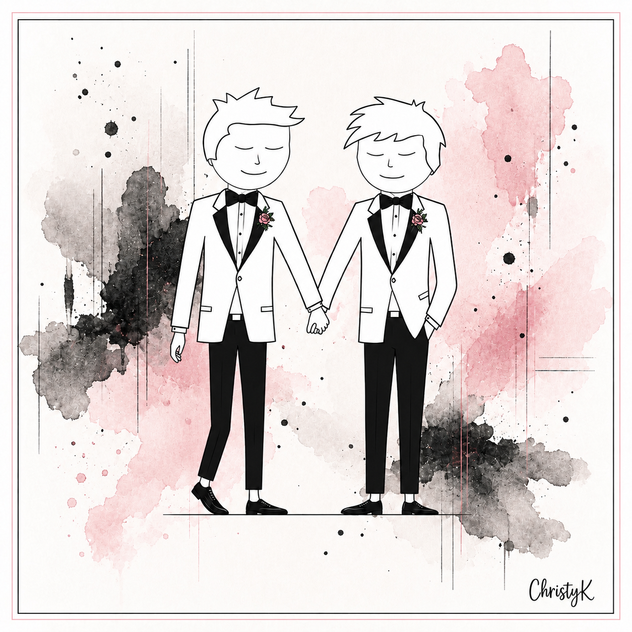 Newlyweds - Pink and Black Paint Wallpaper (Mini)