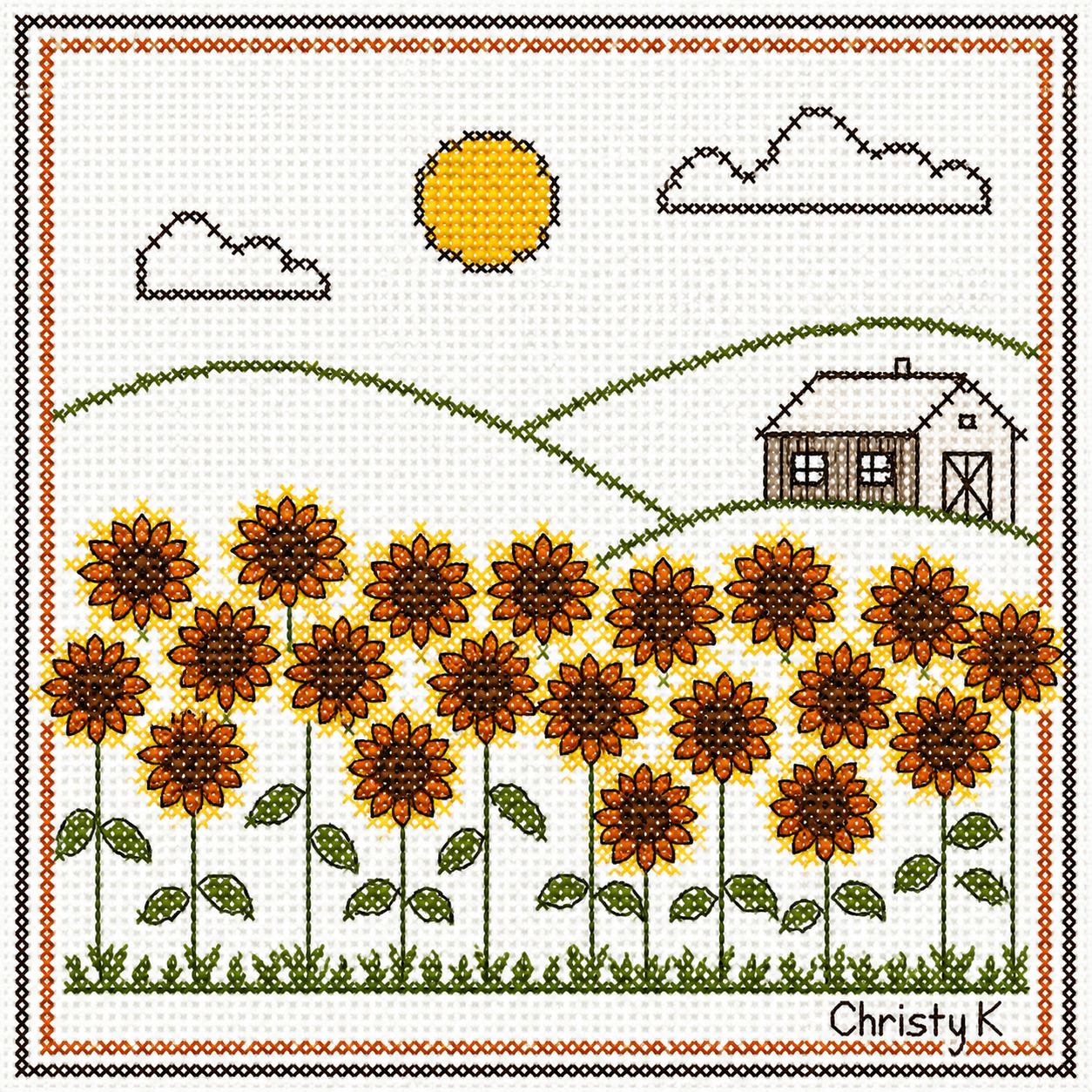 Sunflower Field Cross Stitch (Mini)