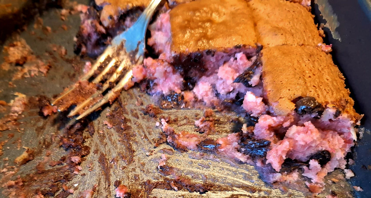 Cherry and Almond Blondies Variation one out of the oven and ready to eat