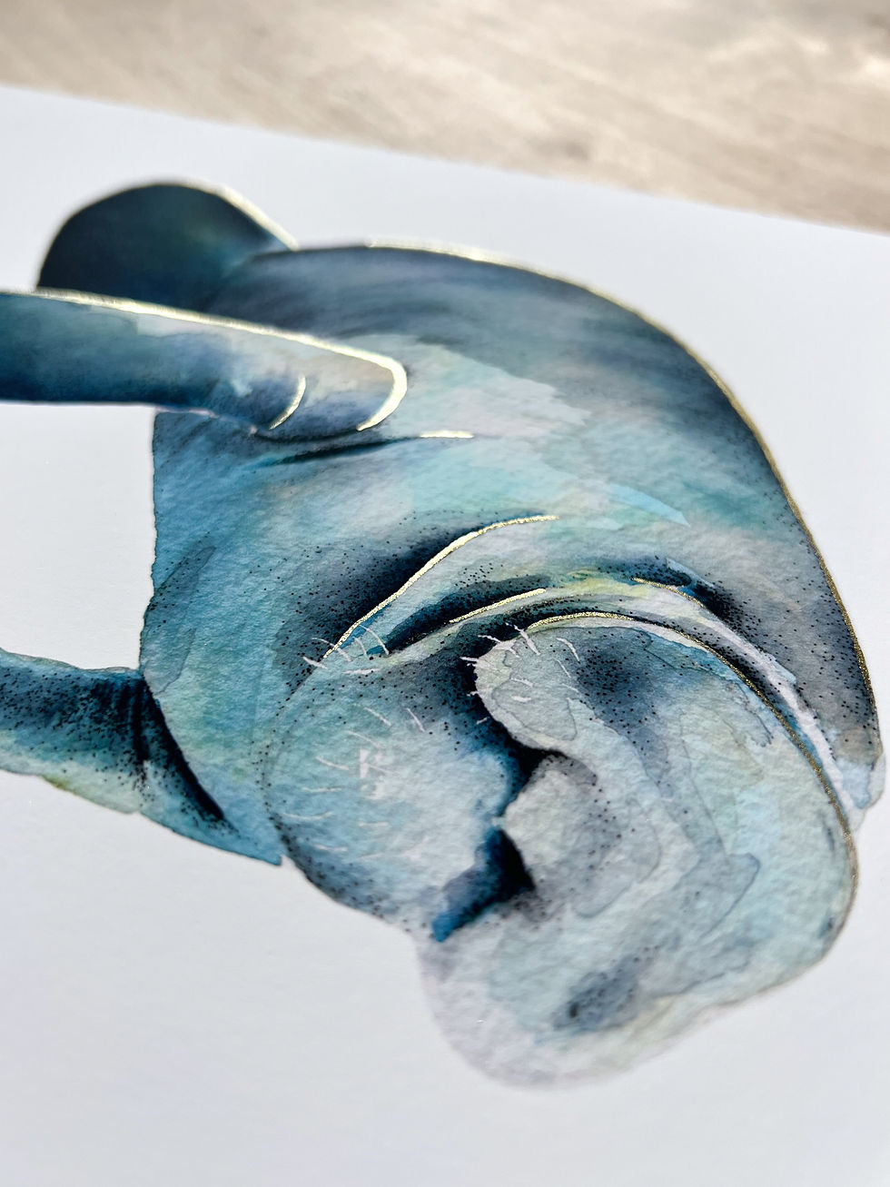 Thumbnail: Sea glass manatee - Embellished print