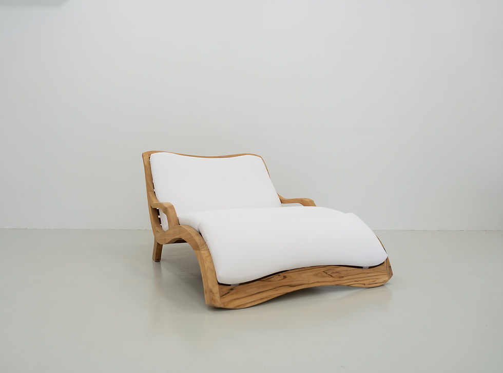 Thumbnail: Oceana Wave Teak Lounger with Sunbrella fabric – luxury teak sun lounger in Dubai