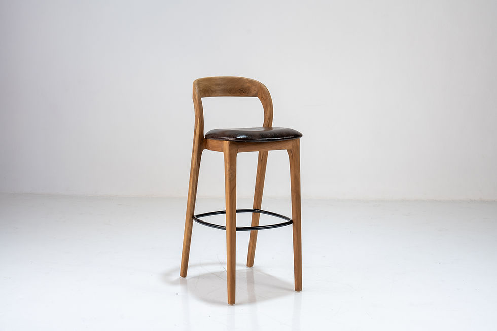 Kanso Teak Leather Bar Chair in Dubai