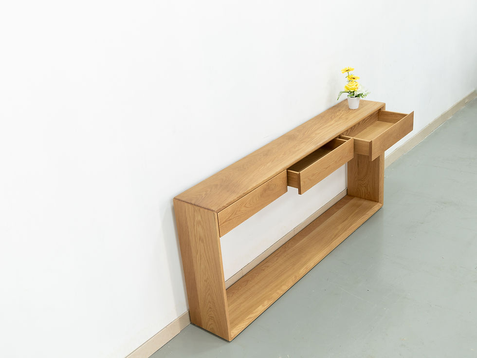 Thumbnail: Solid oak wood console table with drawers in dubai