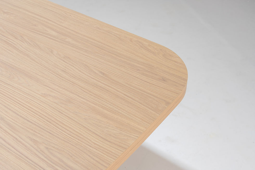 Thumbnail: Mysa solid oak dining table in Dubai with fluted pedestal base by Adams Furniture
