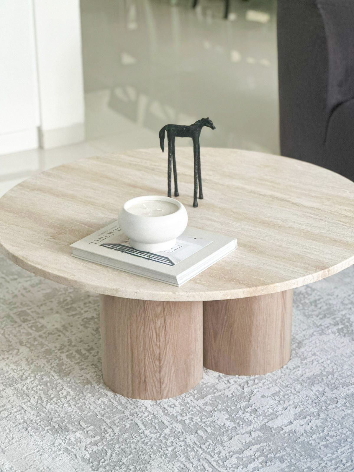 Travertine & Oak Coffee Table in Dubai