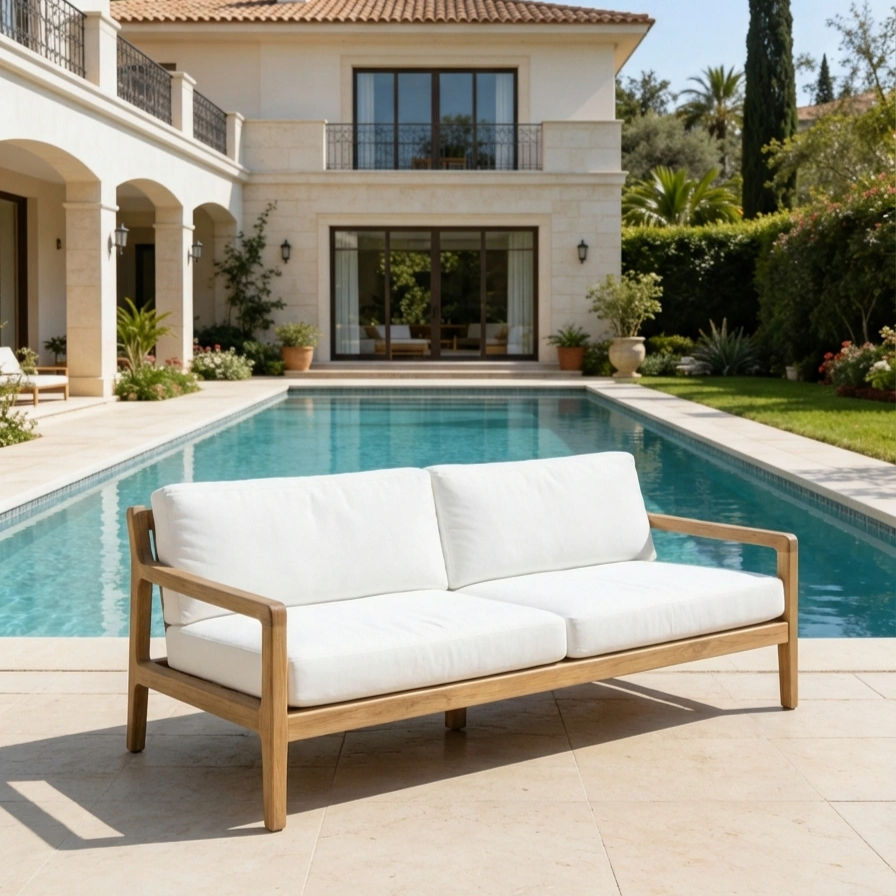 Slope Teak Two Seater Outdoor Sofa