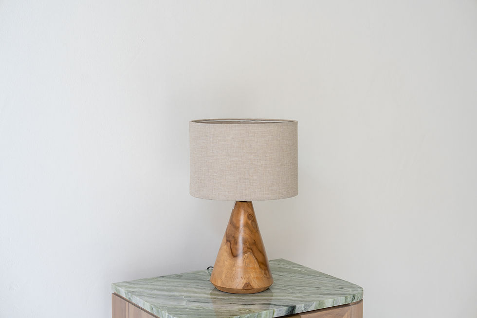 Thumbnail: Bedside teak table lamp with cone base, handcrafted lighting by Adams Furniture Dubai