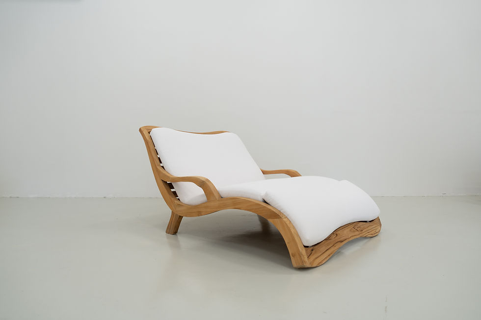 Thumbnail: Oceana Wave Teak Lounger with Sunbrella fabric – luxury teak sun lounger in Dubai