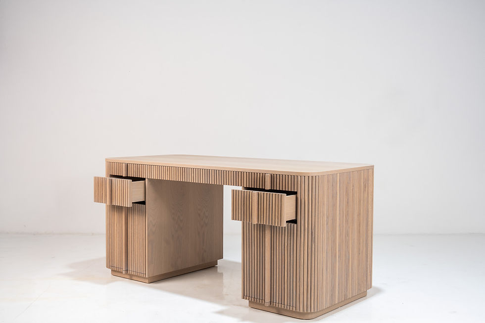Thumbnail: Luxury oak veneer home office desk in Dubai – Kira Home Office Desk by Adams Furniture