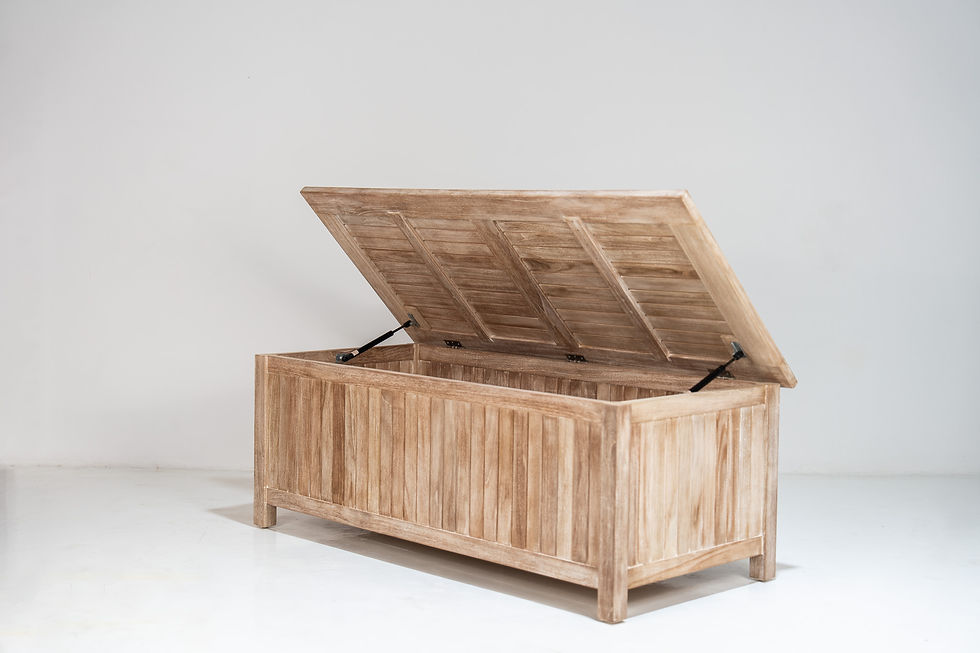 Thumbnail: Loxley teak outdoor storage chest with hidden storage – outdoor cushion storage box Dubai