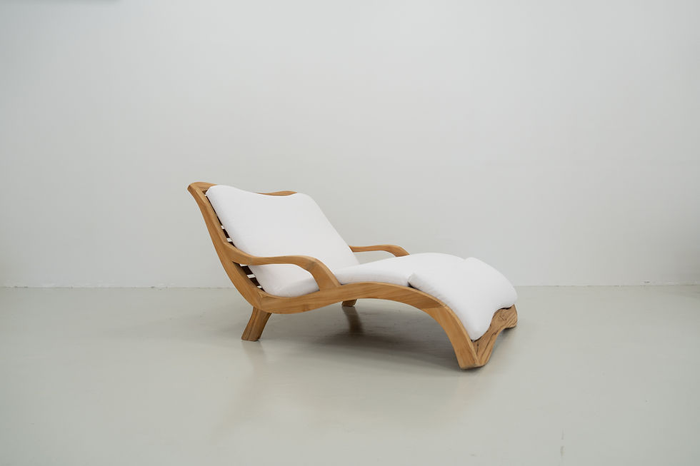 Thumbnail: Oceana Wave Teak Lounger with Sunbrella fabric – luxury teak sun lounger in Dubai