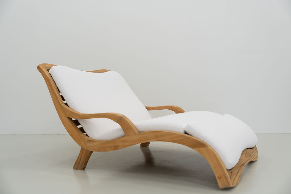 Thumbnail: Oceana Wave Teak Lounger with Sunbrella fabric – luxury teak sun lounger in Dubai