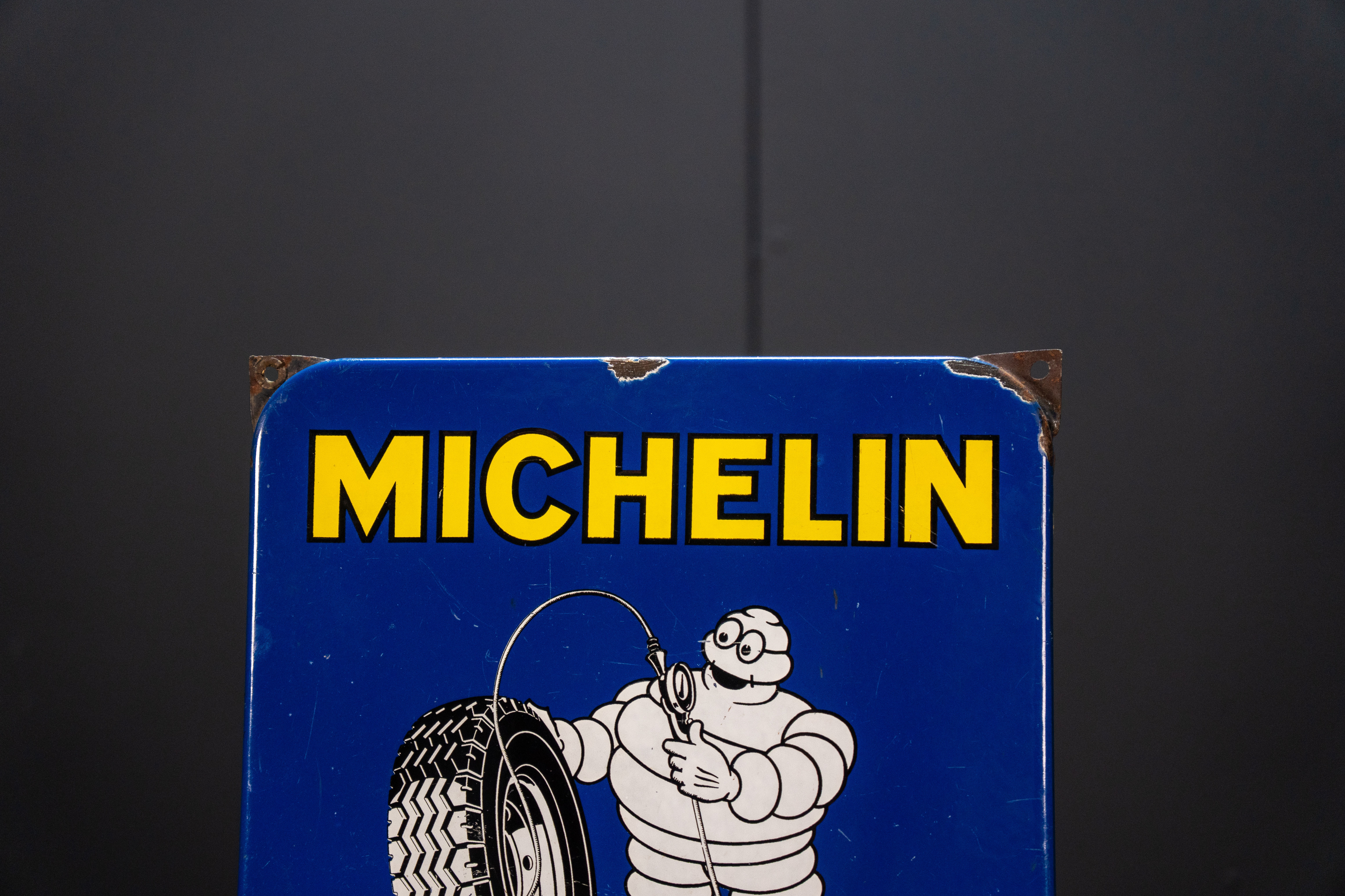 Michelin enamel sign tyre pressure