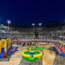 Roman amphitheater in Arles transformed for the 2026 Choc des Arènes, sound and light control provided by iDzia