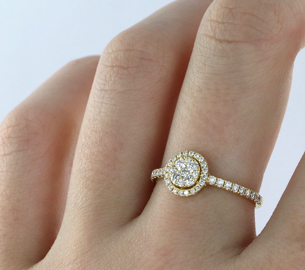 Miniature : Bague solitaire en Or jaune 750 - Diamants - DD404940