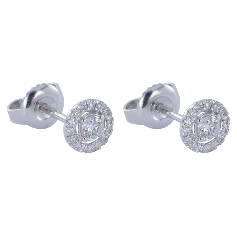 Boucles d'oreilles ronde en Or blanc 750 - Diamants (vue de profil)