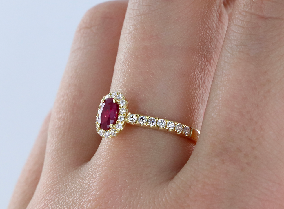 Miniature : Bague en Or jaune 750 - Diamants - Rubis - EB4265914