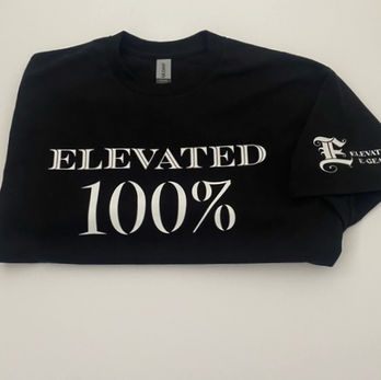 Our stylish t-shirt. We love this print because it lets you tell people you have risen. You stat that my aspirations have been Elevated 100%.