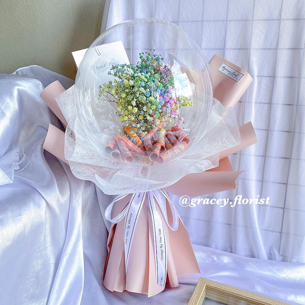 Thumbnail: Balloon bouquet (rose / baby breath) with words