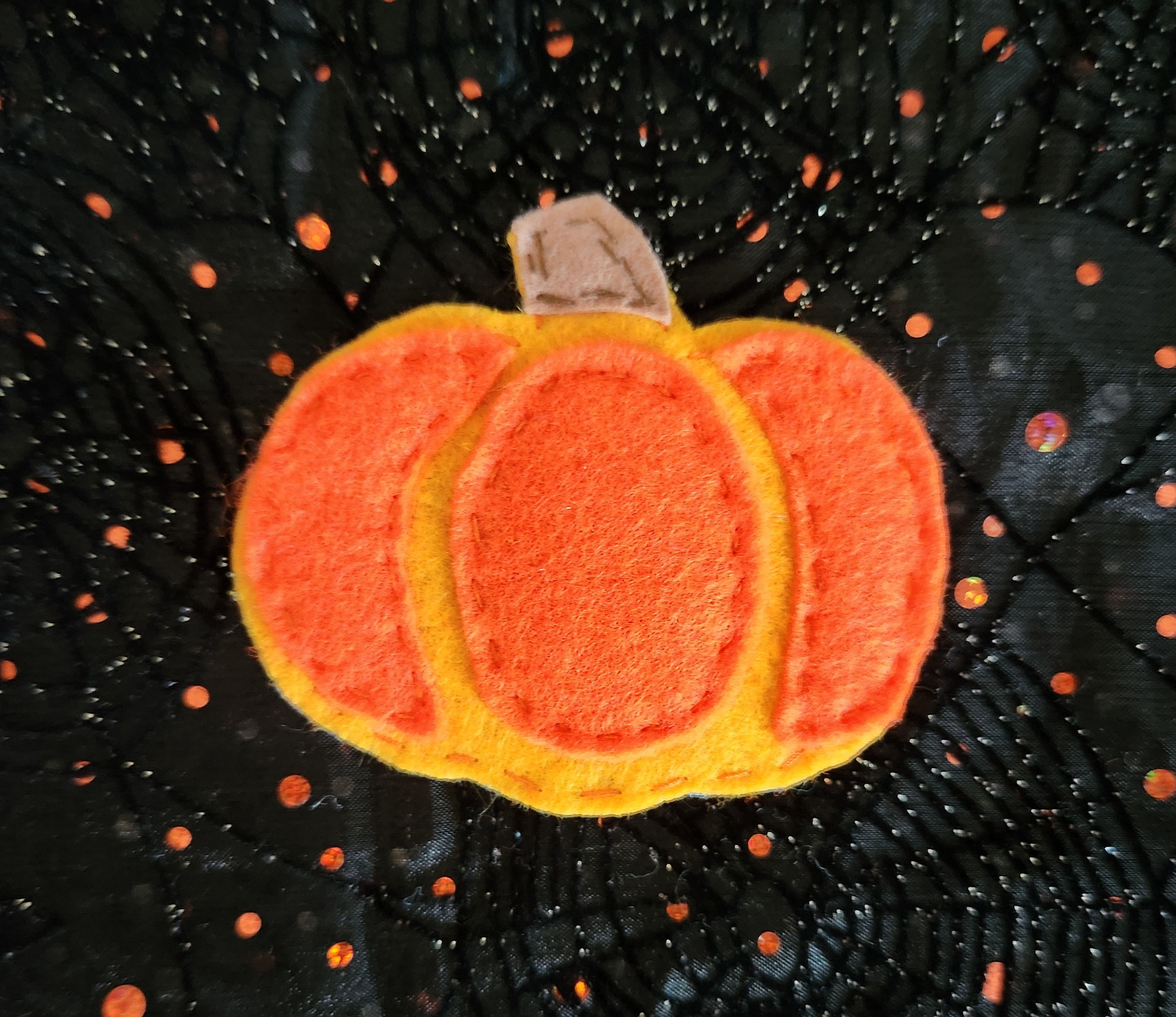 orange felt pumpkin pin