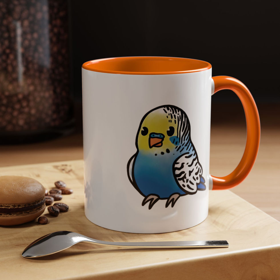 Thumbnail: Bubbly Blue & Yellow Budgie Accent Coffee Mug 