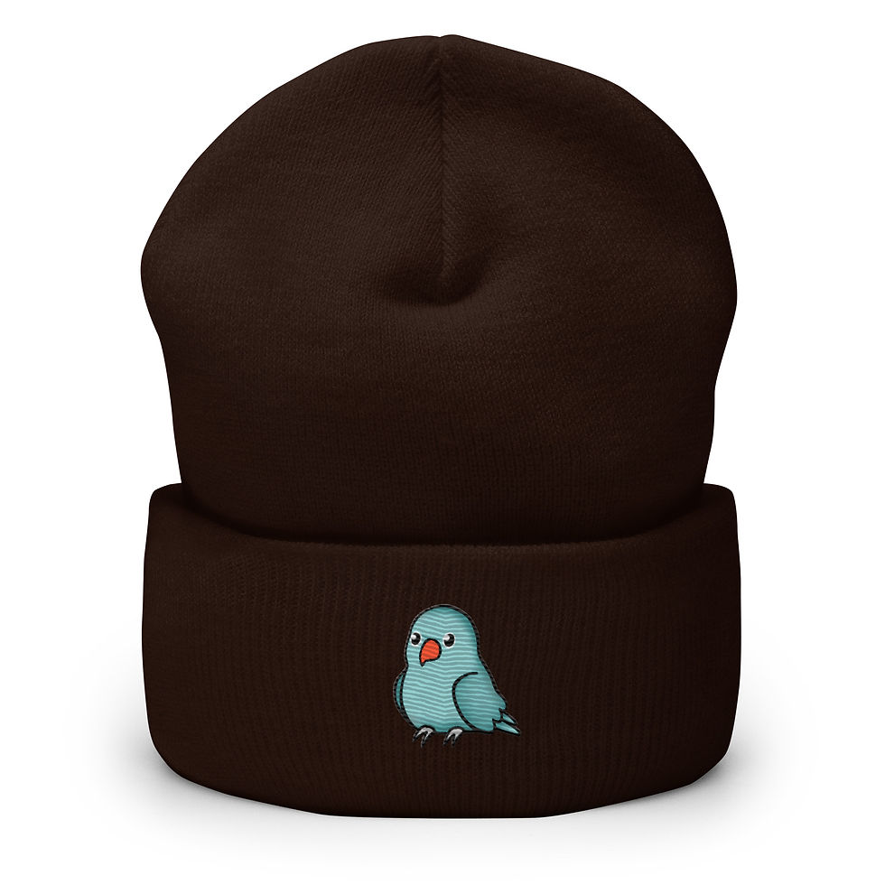 Thumbnail: Female Baby Blue Indian Ringneck Cuffed Beanie