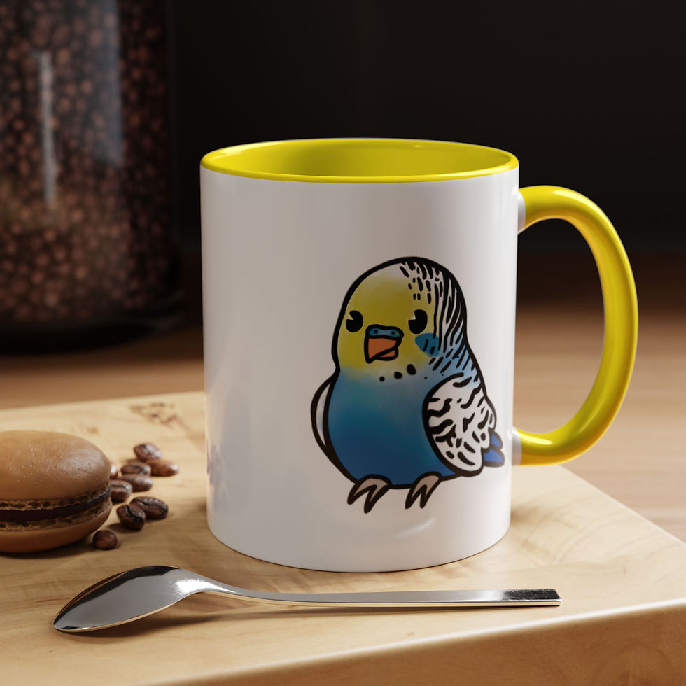 Thumbnail: Bubbly Blue & Yellow Budgie Accent Coffee Mug 